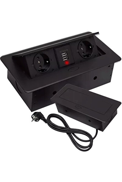 varioshop VarioShop® Built-in Furniture Socket, 2 USB and 2 Schuko Sockets Extension Cord, 1 Power Cable