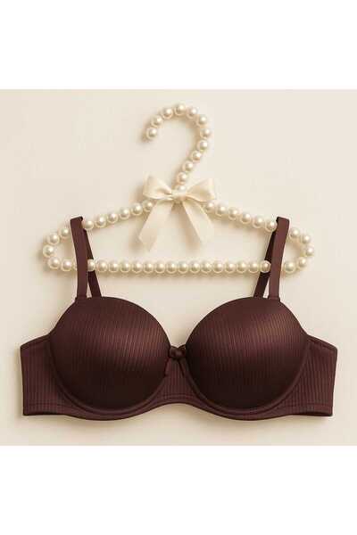 gigigiyim Striped Satin Shine Support B Cup Push-Up Strapless Bra