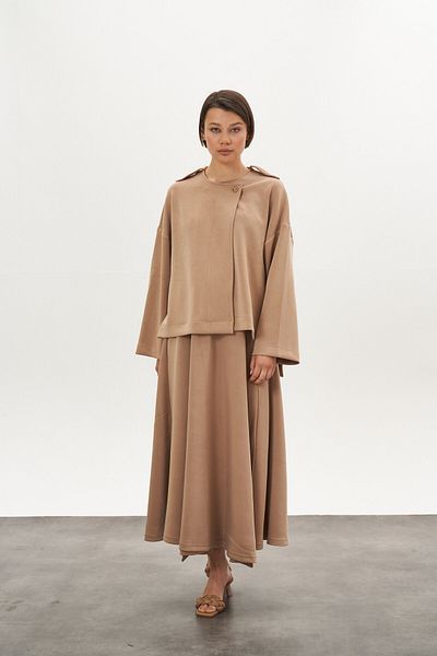 Mevra Modal Jacket Camel with Epaulettes