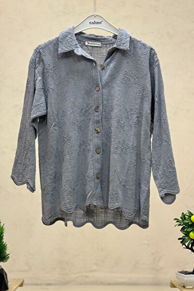 sahnemoda Πουκάμισο με κέντημα γιακά και μανίκια Capri