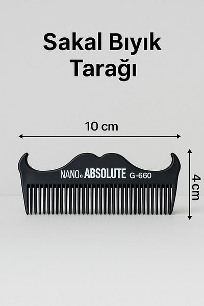 Nano Absolute Beard Mustache Comb G-660 |   Ergonomic Grip, Styling Mini Comb, Portable Size