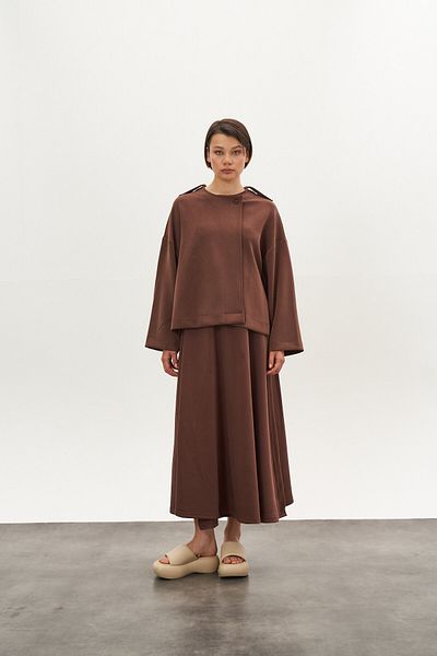 Mevra Modal Jacket with Epaulettes Brown