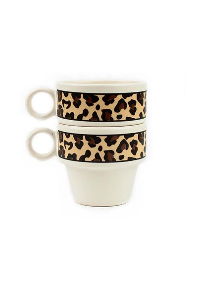 PALTO TASARIM Leopard Pattern Set of 2 Espresso Cups - Gift Ceramic Cup