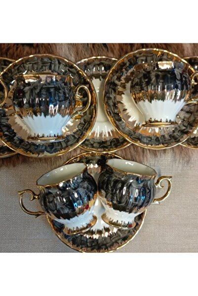 BY.RAYKA PORSELEN El Dekor Nuranca Porcelain Hand Decor Painting Cup Set