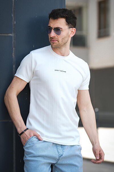 Oksit Ανδρικό μπλουζάκι με στάμπα με λεπτή εφαρμογή Lycra Crew Neck