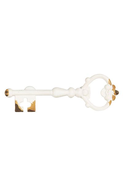 Clayre & Eef Furniture Handle in White and Brown Iron 12x6x4 cm