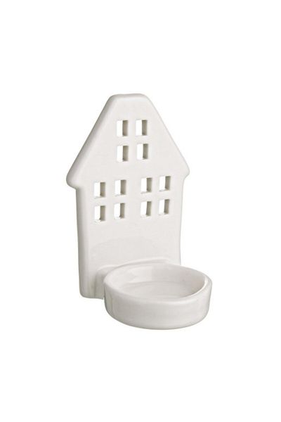 Bizzotto White porcelain candle, House model, 7x6x10 cm