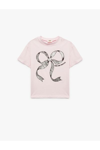 Koton Tricou cu mânecă scurtă cu imprimeu cu fundă din bumbac