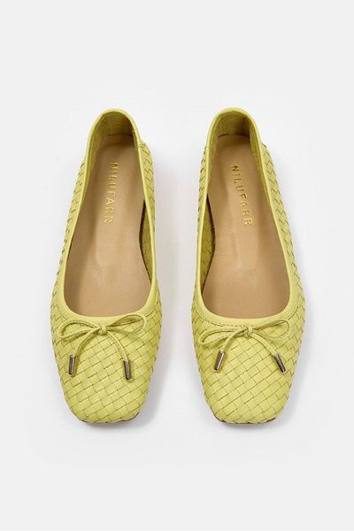 NILUFARR Lisandro Yellow Genuine Leather Women's Ballerinas
