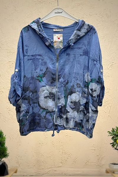 sahnemoda Jachetă importată cu glugă cu fermoar cu model floral