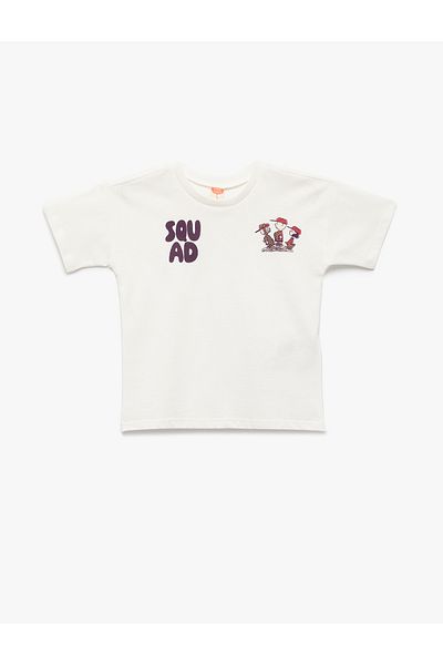 Koton Licensed Short Sleeve Crew Neck Cotton Back Printed Snoopy T-Shirt