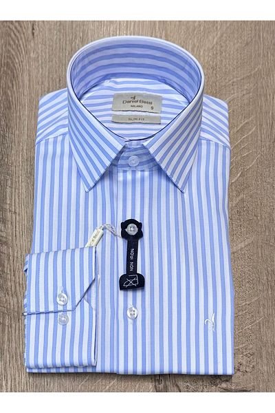 Daniel Bessi Cămașă clasică pentru bărbați, cu mânecă lungă, slim fit, 100% bumbac, fără călcat, fără călcat