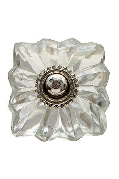 Clayre & Eef Furniture button made of iron and transparent glass 4x4x3 cm