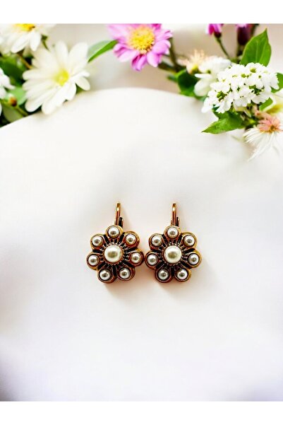 FUYA JEWELLERY Taşlı Çiçek Motif Küpe