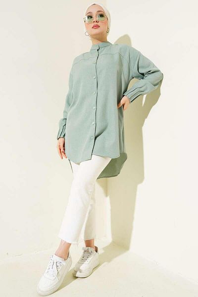 modasindoma Women Sleeve Ribbed Tunic Shirt