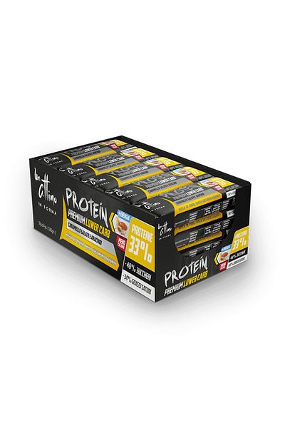 1 Attimo In Forma 33% Protein Bar – Salted Caramel & Peanut Flavor | Low Carb, High Protein Snack – 50g | Box of 24.