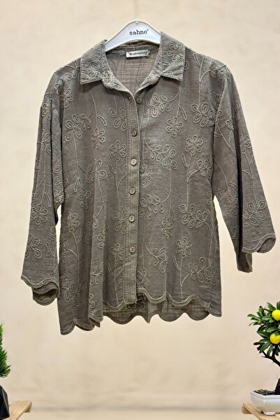 sahnemoda Πουκάμισο με κέντημα γιακά και μανίκια Capri