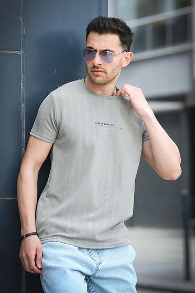 Oksit Мъжка тениска с принт Slim Fit и ликра, с кръгло деколте и щампа