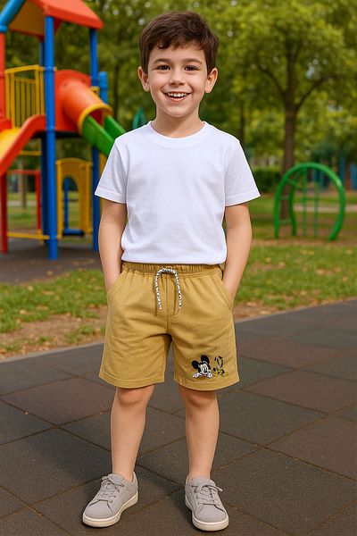 HÇM Boys Shorts with Pockets Solid Color Printed Comfortable Fit E34