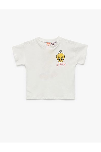 Koton Licensed Printed Short Sleeve Crew Neck Cotton Tweety T-Shirt