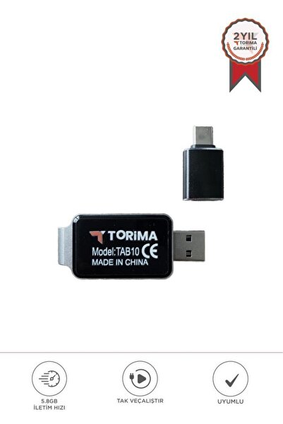 Torima Mini Araç Multimedya Dönüştürücü Adaptör Usb Type-C Uyumlu 2IN1 Kablos...