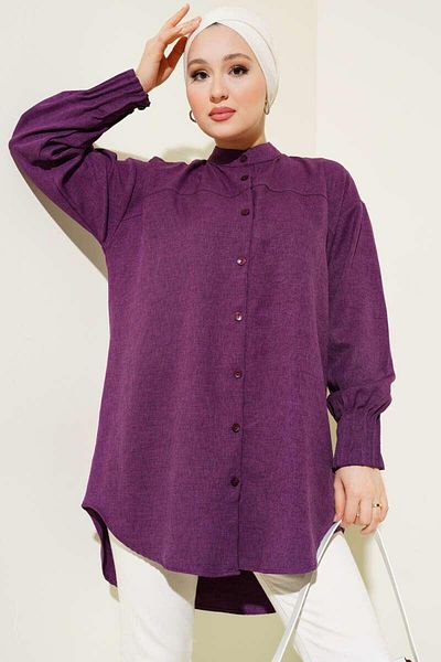 modasindoma Women Sleeve Ribbed Tunic Shirt