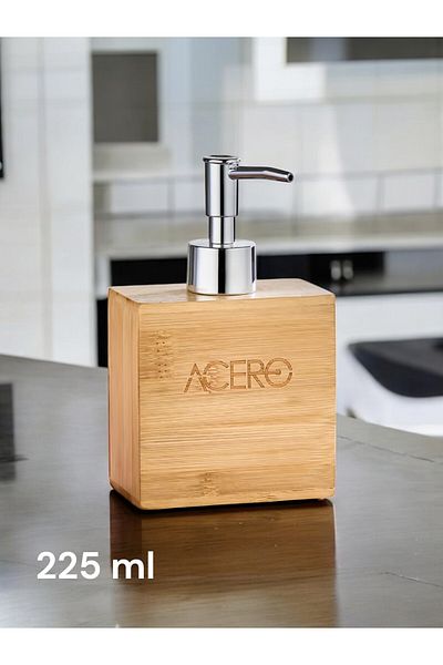 Nesto Home Διανομέας υγρού σαπουνιού Bamboo με ορθογώνια αντλία Chrome