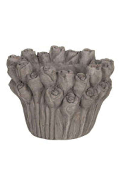 Clayre & Eef Ghiveci ceramic cu trandafiri gri Ø16 cm x 13 înălțime