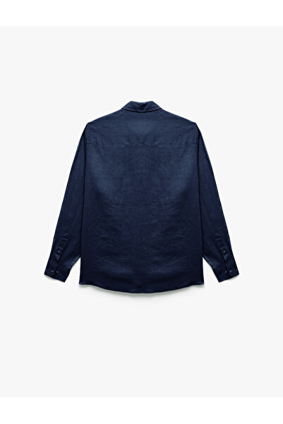 Koton Uzun Kollu Regular Fit Düğmeli Yaka Klasik Keten Gömlek