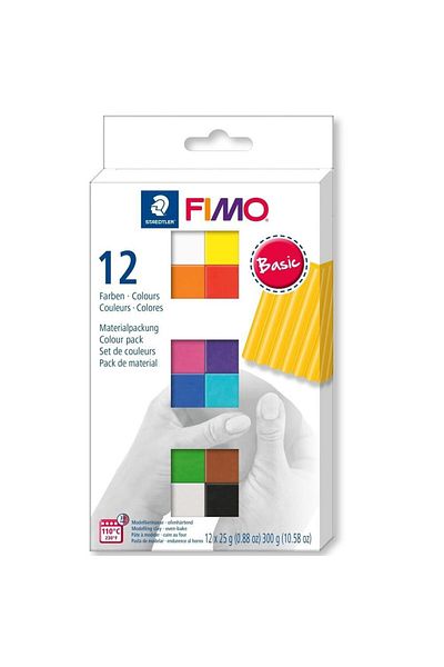 Bafimo FIMO Soft modeling clay, set of 12 colors 300g, basic