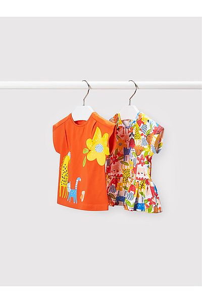 MAYORAL Set de 2 tricouri Mayoral Girl 1031 Colorat, Portocaliu