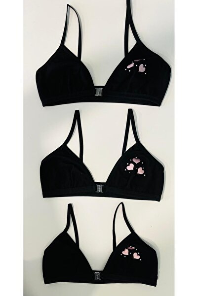 LİRONA PACK DE 3 Sutien de antrenament din bumbac cu pietre pentru fete de calitate A, cu curea de cauciuc fără tampoane din lycra