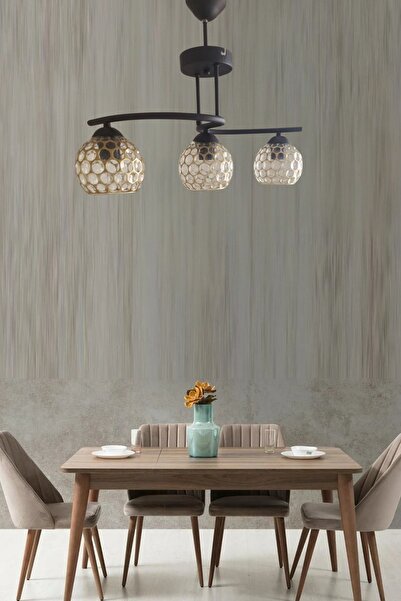 Ömür Avize ilkim 3lü siyah kasa avize