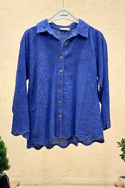 sahnemoda Cămașă cu mâneci Capri cu guler brodat Suzene