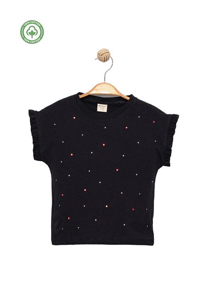 Divonette Girl's Stone Embroidered T-Shirt -Children's Clothing