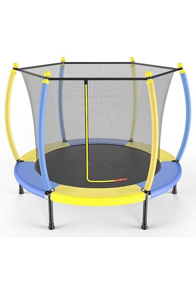 Smart Vibe Mini trambulină pentru copii KangoHappy™, 1,2 m, design fără goluri, coș de baschet inclus, siguranță curbată