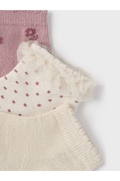 MAYORAL Girl Set of 3 pairs of children's high socks 10760 Beige, Pink