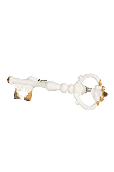 Clayre & Eef Furniture Handle in White and Brown Iron 12x6x4 cm