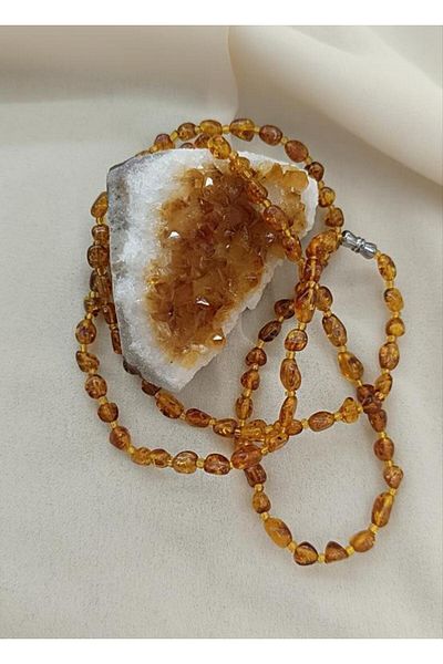 Hd Marketim Pendant Drop Amber Amber Natural Stone Adult Necklace