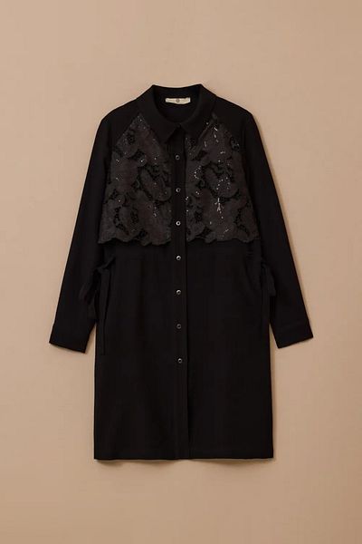 SEÇİL Women's Lace Garnished Waist Tunic with Laces and Pockets - Black