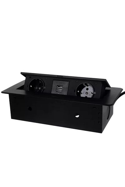 varioshop VarioShop® Built-in Furniture Socket, 2 USB and 2 Schuko Sockets Extension Cord, 1 Power Cable