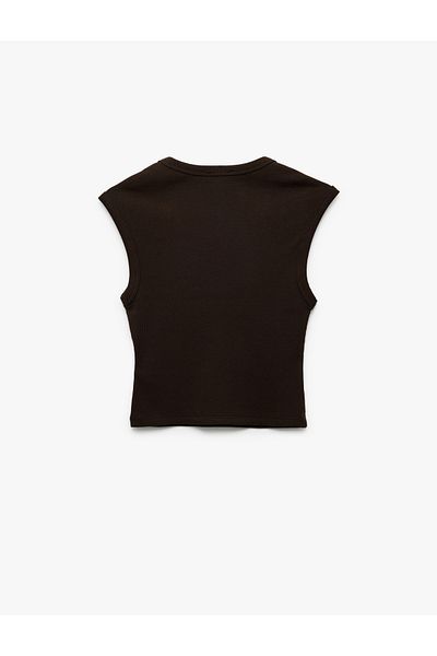 Koton Cotton Sleeveless Crew Neck Ribbed Slim Fit Crop Tank Top