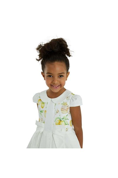 Pamina Rochie pentru fete, cu imprimeu cu lămâi, albă, 323601 - 86 cm