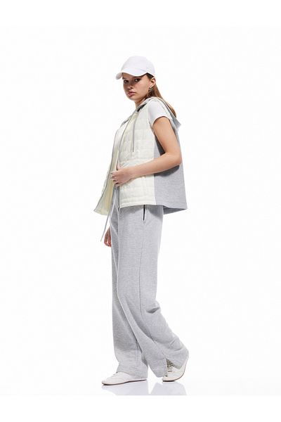 Koton Color Block Puffer Vest with Hood Sleeveless Zipper Pockets