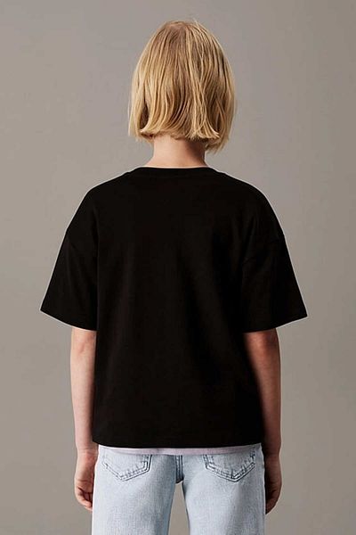 Calvin Klein Girls Black Script Logo Boxy Short Sleeve T-Shirt