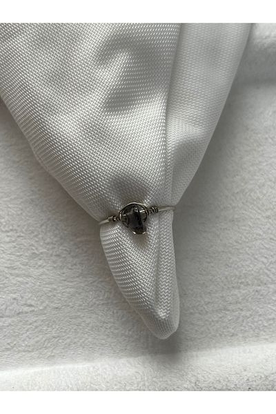 Pel Design Broken Smoky Quartz Adjustable Silver Wire Ring