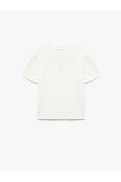 Koton Cotton Teddy Bear Embroidered Short Sleeve Crew Neck T-Shirt