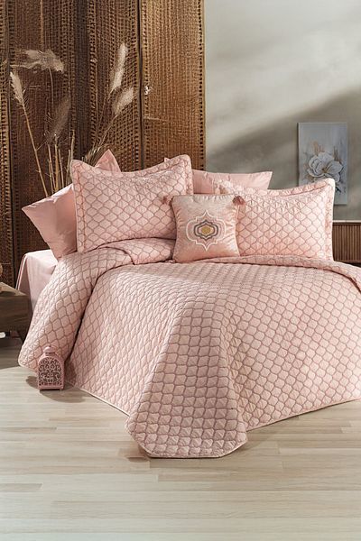 Bonny Home Melody Powder Silk Woven Soft and Luxurious Feel Double Bedspread