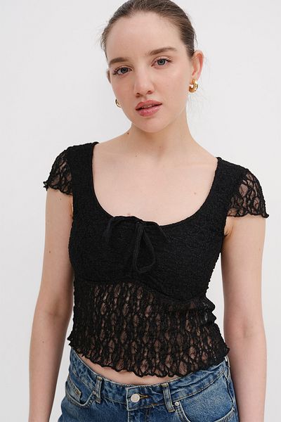 Addax Gathered Lace Blouse B17260-B1