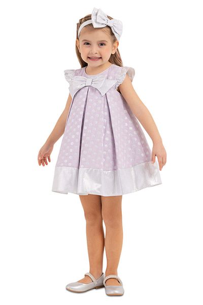 Pamina Girls' Dress, Pamina - with Polka Dots, Matching Headband, Purple, 33178 - 80 cm